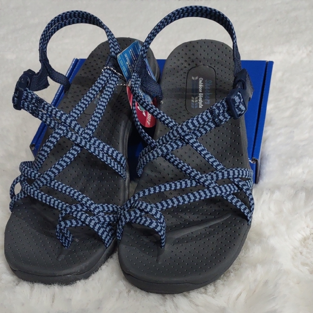 Skechers Blue Strappy Sandals, Size 10 - Picture 17 of 17